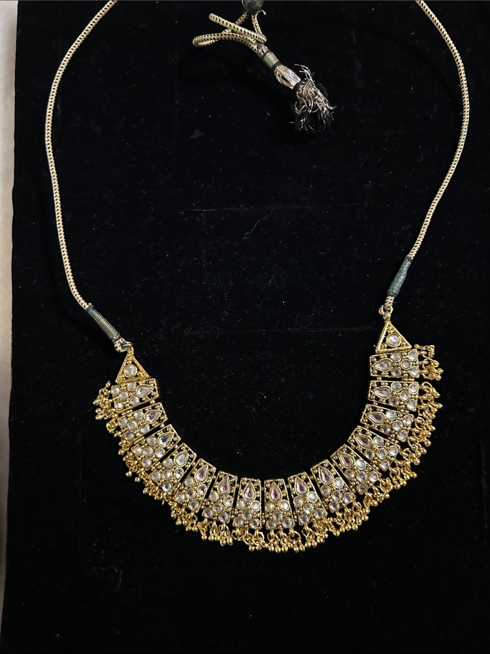 Traditional Gold-Tone Kundan Fringe Necklace - Women Jewelry